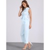 Allegra K Women's Button Down Collared Wide Leg Tie-Waist Sleeveless Cargo Jumpsuits - 2 of 4
