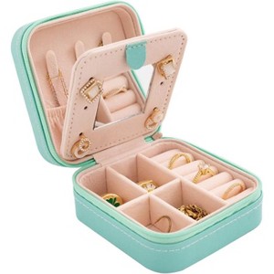 HTUTWOO Travel jewelry case Travel jewelry box Travel Jewelry Organizer Small Jewelry Organizer Box for Girls Women with Mirror - 1 of 4
