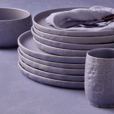 Lavender and White Textured Ceramic 16-Piece Dinnerware Set