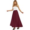 Women's Flowy High-Waist Maxi Skirt - Summer Pleated Long Skirt with Pockets Wine Red - 2 of 4