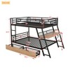 Full/Twin Size Metal Bunk Bed with Built-in Desk, Light and 2 Drawers, Black-ModernLuxe - image 4 of 4