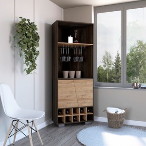 Sevobal Decorative Storage Cabinets, Wine with Shelves and Drawers, Farmhouse Style Cabinet for Food and Beverages, Dark Brown, 27.1*25.9*70.8 - 1 of 4