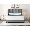 DOMETOUR Velvet Tufted Curved Platform Bed, Queen - Silver Grey - 4 of 4