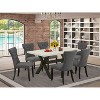 HomeStock 7-Pc Rectangle Natural Oak Finish Solid Wood Top Dining Table with 6 Parson Chairs - 2 of 4