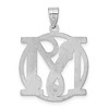 Black Bow Jewelry Rhodium Plated Sterling Silver Fancy Script Initial A-Z Pendant, 20mm - 3 of 4