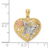 Black Bow Jewelry 14k Yellow & Rose Gold with White Rhodium 19mm Heart Butterfly Pendant - 4 of 4