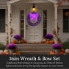 Best Choice Products 36in Pre-Lit Outdoor Christmas Wreath, LED Metal Holiday Decor w/ 120 Lights, Bow - Purple/Black - image 2 of 4