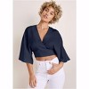 VENUS Womens Kimono Sleeve Faux Wrap Top - 2 of 4