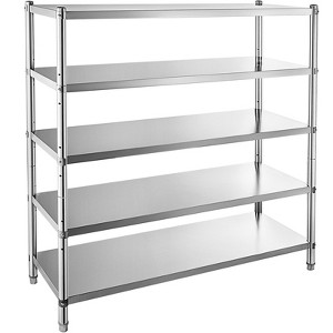 VEVOR Stainless Steel Shelving 60x18.5 Inch 5 Tier Adjustable Shelf Storage Unit Stainless Steel Heavy Duty Shelving, Silver - 1 of 4