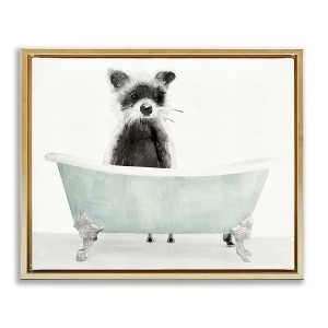 Stupell Industries Raccoon In A Tub Floating Frame Canvas Art - 1 of 4