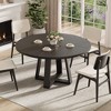 GustoWave 47" Round Dining Table for 4-6, Farmhouse Style with Cross Base - Circle Wood Table for Kitchen, Dining Room, Apartment - 2 of 4