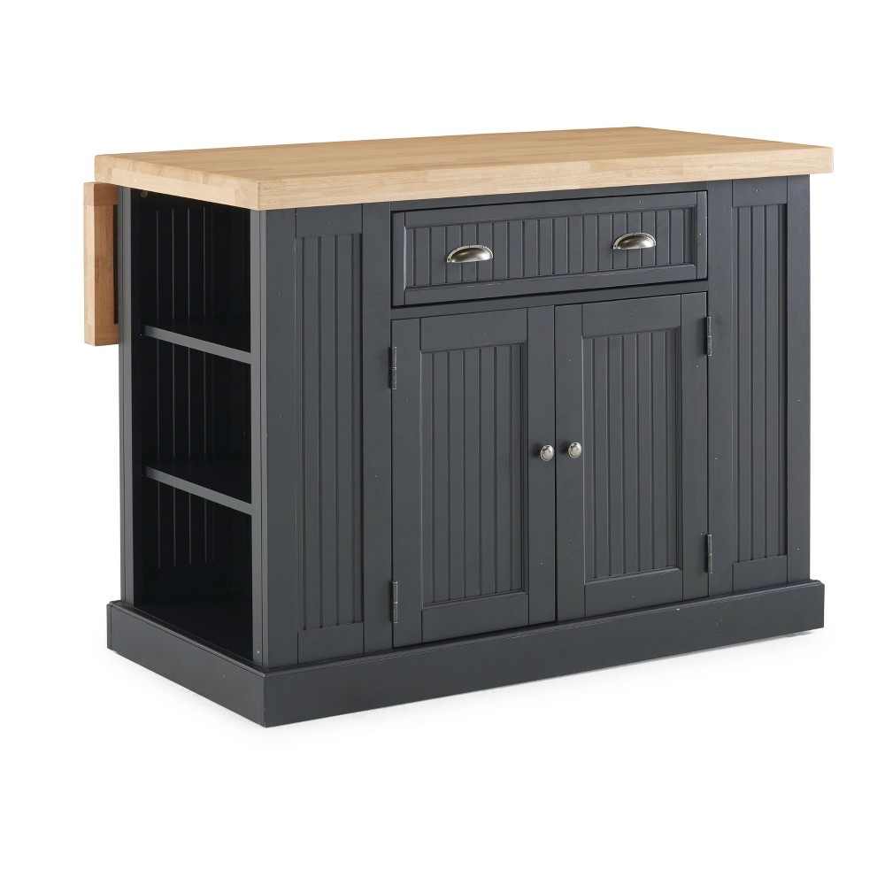 Nantucket 5033-94N Solid Wood Top Kitchen Island Black Home Styles