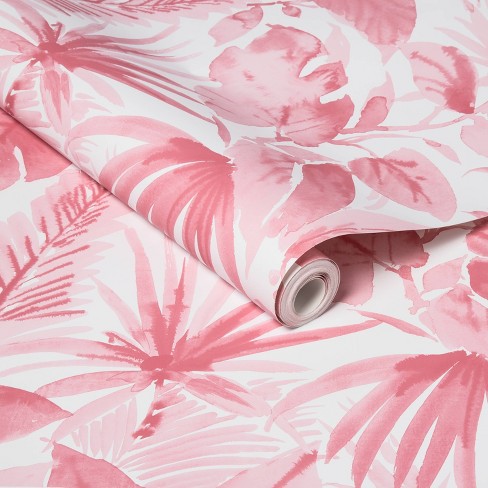 Tropical Leaves Peel & Stick Wallpaper Pink - Opalhouse™ : Target