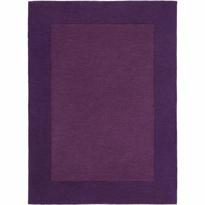 Hauteloom Bordered Solid Plum Purple Wool Rug