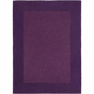 Hauteloom Bordered Solid Plum Purple Wool Rug - 1 of 4
