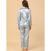 Allegra K Women's Satin Button Down Sleepshirt with Pants Sleepwear Pajama Set - 4 of 4