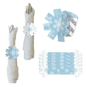 Big Dot of Happiness Winter Wonderland - Snowflake Holiday Party and Winter Wedding Paper Napkin Holder - Napkin Rings - Set of 24 - 1 of 4