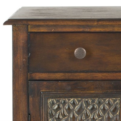 Herbert Dark Brown Solid Birch Accent Cabinet with Brass Knobs