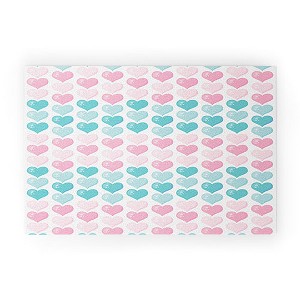 Avenie Pink and Blue Hearts 30" x 20" Welcome Mat - Society6 - 1 of 2