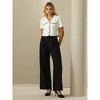 Hobemty Women's Tweed Contrast Trim Button Down Short Sleeve Work Office Blazer - 2 of 4