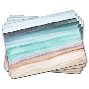 Pimpernel Coastal Shore Placemats, Set of 4 Rectangular Cork Backed Table Mats with Ocean-Inspired Artwork, Beach House, Nautical Table Settings - 1 of 4