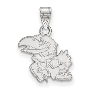 Black Bow Jewelry 14k White Gold Kansas Jayhawks NCAA Small Pendant - 1 of 3