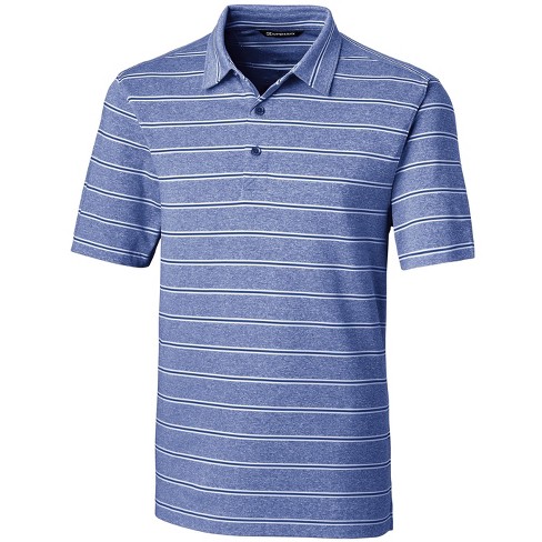 Cutter & Buck Forge Heathered Stripe Stretch Mens Polo - Tour Blue - S ...