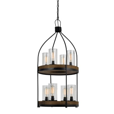 39" Metal/Wood Chardon Pendant Chandelier Gray - Cal Lighting