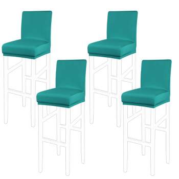 PiccoCasa Stretch Bar Stool Covers Pub Counter Height Side Chair Covers with Elastic Band Turquoise 4 Pcs