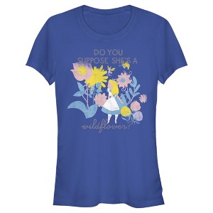 Juniors Womens Alice in Wonderland Do You Suppose She's a Wildflower? T-Shirt - 1 of 4