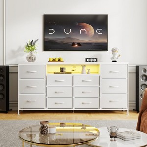 12-Drawer Dresser with Charging Station & LED Lights, Fabric Chest of Drawers with Sturdy Metal Frame - 1 of 3