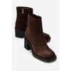 Junae - Brown Suede Leather Block Heel Boot (Women) brown suede 6 Forever & Always Shoes US - 2 of 4