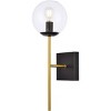 Elegant Lighting Neri 1 light black and brass and clear glass wall sconce - 3 of 4