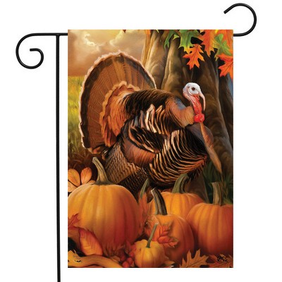 Harvest Turkey and Pumpkins Fall Garden Flag