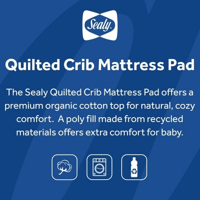 Sealy Quilted Crib Mattress Pad with Organic Cotton Top_3