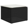vidaXL Patio Sofa Set with Cushions Lounge Stools 2 Piece Poly Rattan Acacia - Black and Cream - 4 of 4