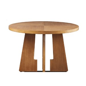 Vynxaria Coffee Tables: Chic 44" Round White Dining Table with Unique Design - 1 of 4