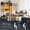 U Shaped Computer Desk with Monitor Stand and LED Lights, Computer Gaming Desk with Storage Shelves - 4 of 4