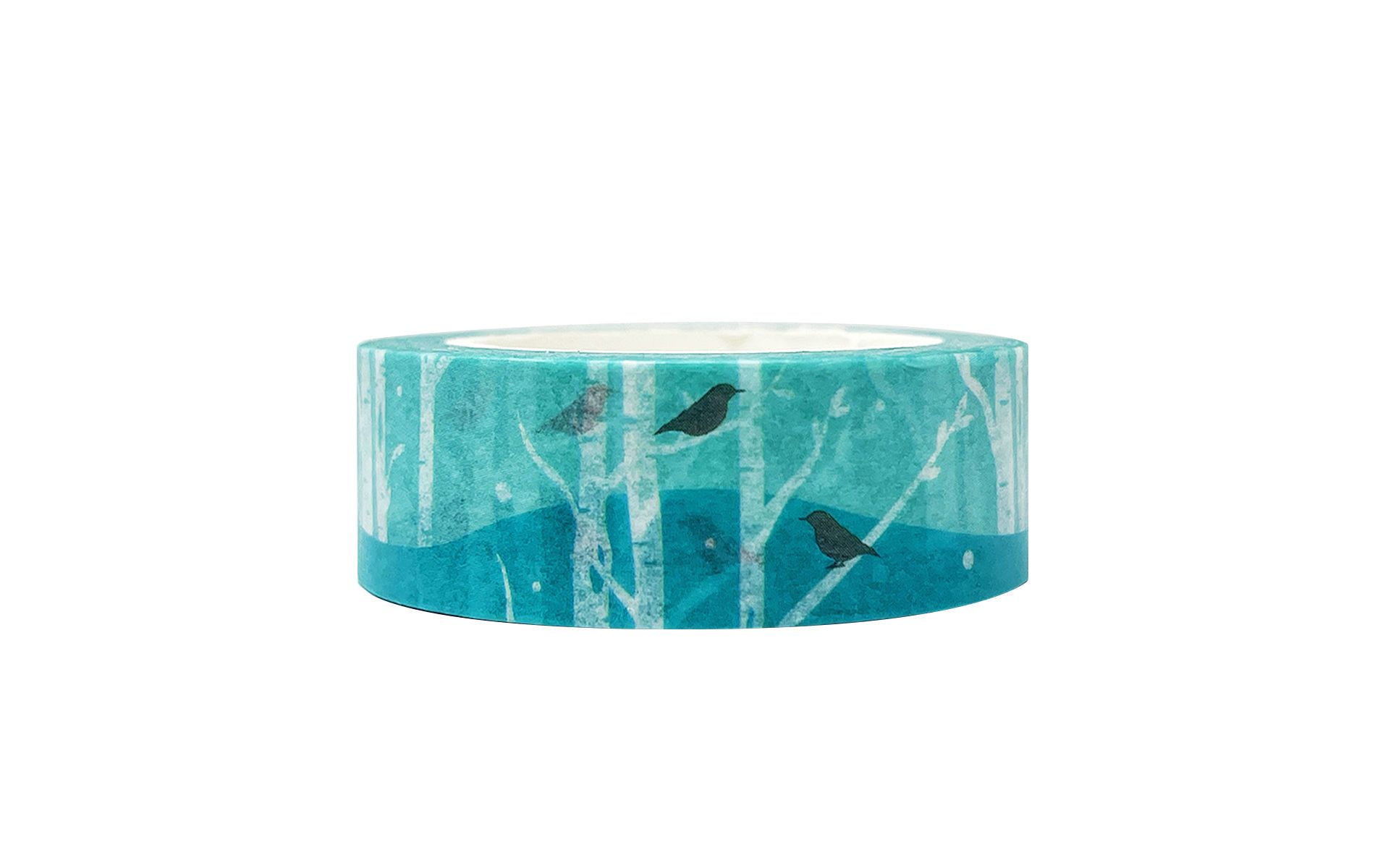Wrapables Beautiful Scenery Washi Masking Tape, Birds in Blue Forest, 15mm x 10M