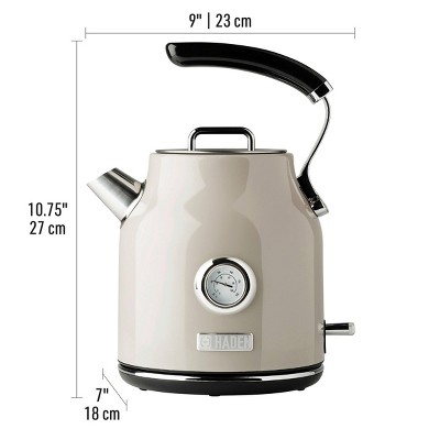 Putty Beige Stainless Steel Electric Kettle with Temperature Gauge