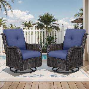 Buenhomino Outdoor Swivel Glider Rocking Chairs Set, 2 Pieces Rattan Wicker Patio Furniture Set for Porch Pool Deck Yard Garden - 1 of 4