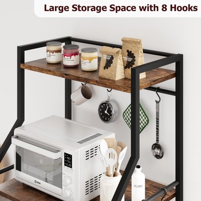 TROPOW Kitchen Bakers Rack, Microwave Oven Stand with 2 Large Wire Basket, Industrial Coffee Bar Station, 5-Tier Kitchen Utility Storage Shelf with 8 Hooks — фото 4
