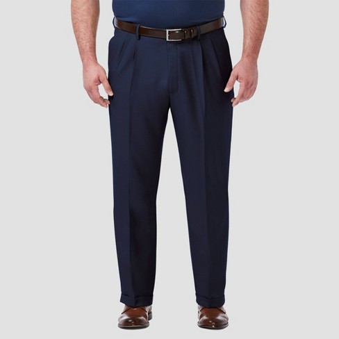 Haggar Men's Big u0026 Tall Premium Comfort 4-way Stretch Flat Front Dress Pants  - Blue 48x30 : Target