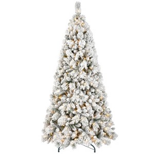 HomeRoots 7' White Pre Lit Full Flocked Fir Christmas Tree - 1 of 4