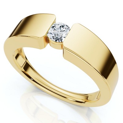 Pompeii3 Men's 1/4Ct Diamond Solitaire Wedding/Anniversary Ring 14k Gold or Pt Lab Created