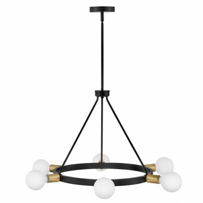 Orla Black and Brass 6-Light Mid-Century Modern Chandelier