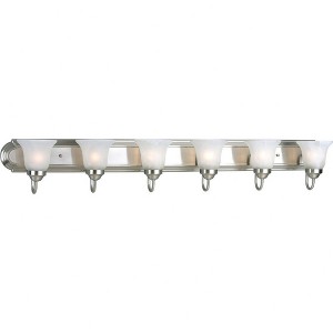 Progress Lighting Builder 6-Light Bath Bracket, Ceramic, Brushed Nickel, Alabaster Glass - 1 of 2