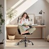 Vanity Chair with Wheels,Cute Cat Paw Office Chair with Back,360¡ãRotating Height Adjustable Armless Chair in Vibrant Color-Blocking,Small Desk Chair - 4 of 4