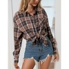MISSKY Womens Fashion Plaid Flannel Jacket Casual Long Sleeve Button Collared Neck Oversized Shirts - 4 of 4