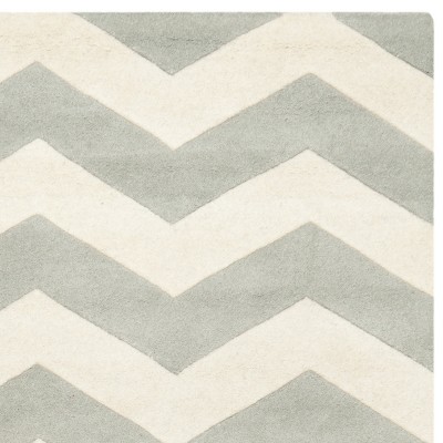 Handmade Ivory and Grey Wool Tufted Runner Rug